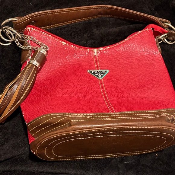 Prada Handbags - Vintage 1903 Prada Red and Brown Shoulder Bag